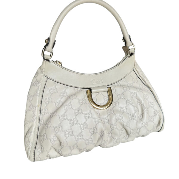 Gucci Monogram Leather D Ring Hobo Shoulder Bag in Ivory / Gold - Image 2