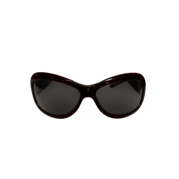 Chanel Quilted Logo Oversized Sunglasses in Dark Maroon / Brown / Silver - Image 2