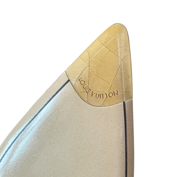 Louis Vuitton Logo Patent Slingback Heels in Blue / White / Gold UK 5.5 - Image 6