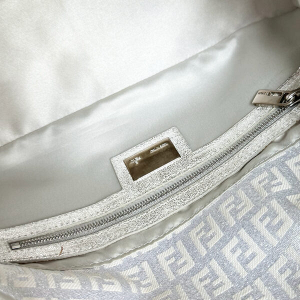 Fendi Monogram Metallic Shoulder Baguette Bag in Silver - Image 7