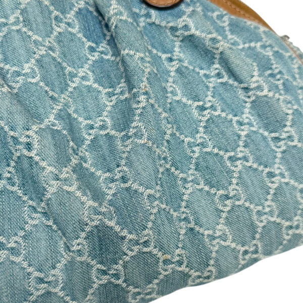 Gucci Monogram Denim 2 - Way Hobo Shoulder Bag in Blue / Tan / Gold - Image 6