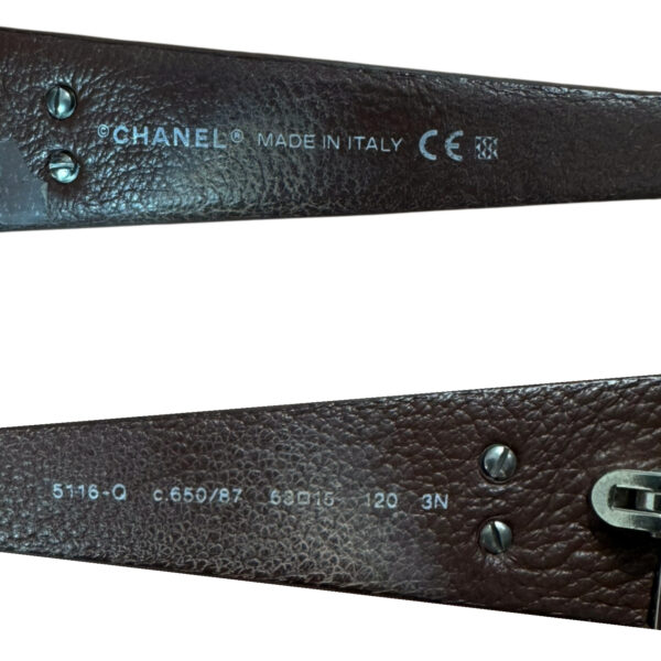 Chanel Quilted Logo Oversized Sunglasses in Dark Maroon / Brown / Silver - Image 3