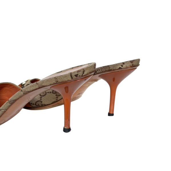 Gucci Monogram Horsebit Heels in Beige / Tan / Gold UK 4 - Image 4