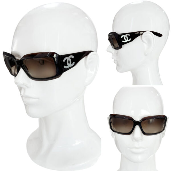 Chanel Mother of Pearl Logo Sunglasses in Brown - Image 4