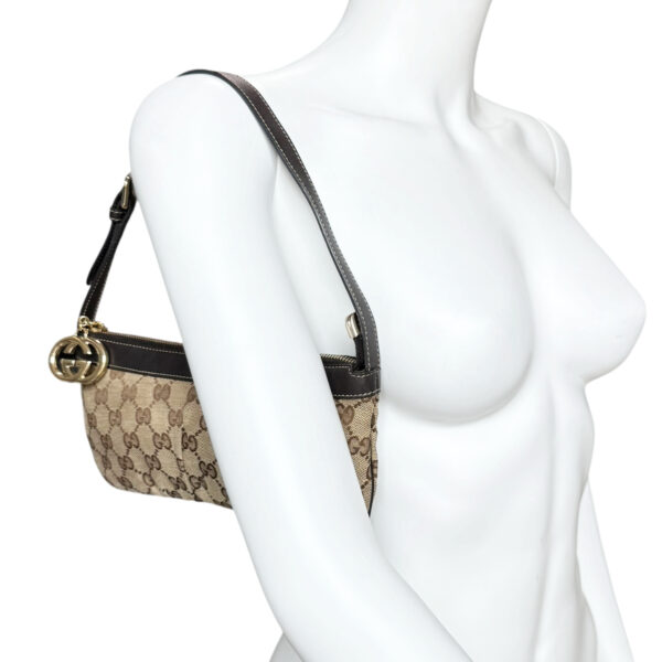 Gucci GG Charm Monogram Mini Shoulder Bag in Beige / Brown / Gold - Image 8