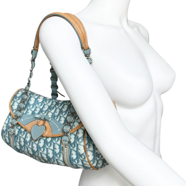 Dior Monogram Heart Romantic Shoulder Bag in Blue / Tan - Image 9