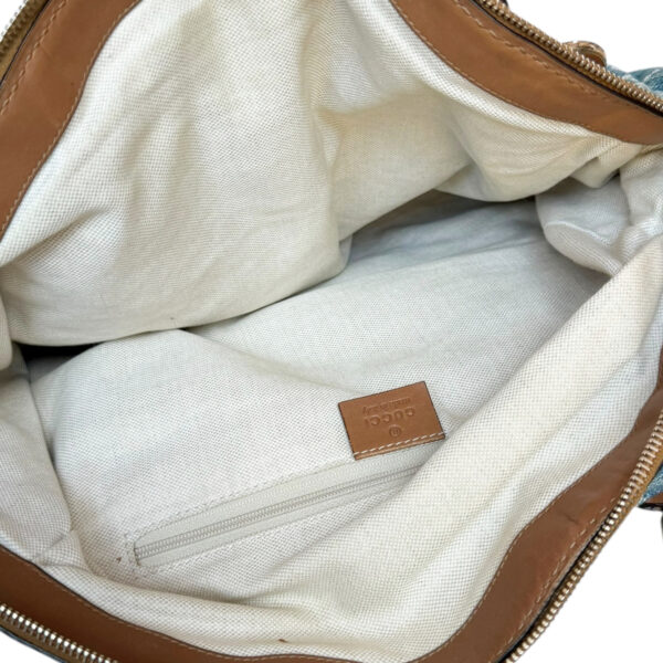 Gucci Monogram Denim 2 - Way Hobo Shoulder Bag in Blue / Tan / Gold - Image 8