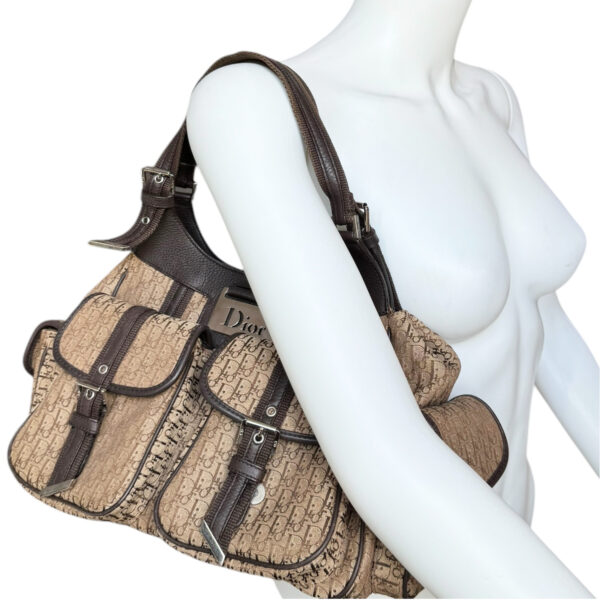 Dior Monogram Pocket Hobo Columbus Shoulder Bag in Beige / Brown / Silver - Image 8