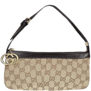 Vintage Gucci GG Charm Monogram Mini Shoulder Bag in Beige / Brown / Gold | NITRYL
