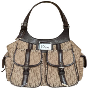 Vintage Dior Monogram Pocket Hobo Columbus Shoulder Bag in Beige / Brown / Silver | NITRYL