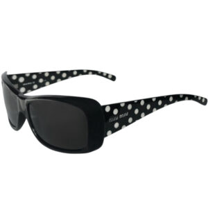 Vintage Miu Miu Logo Polka Dot Sunglasses in Black / White | NITRYL