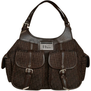 Vintage Dior Monogram Pocket Hobo Columbus Shoulder Bag in Dark Brown / Silver | NITRYL