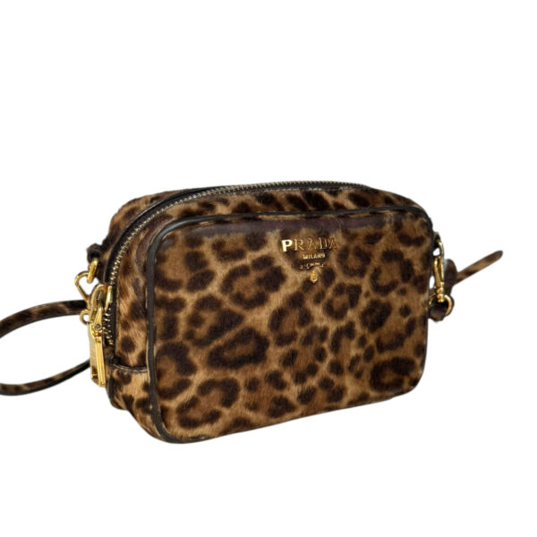 Prada Leopard Print Calfskin Mini Crossbody Bag in Brown / Gold - Image 2