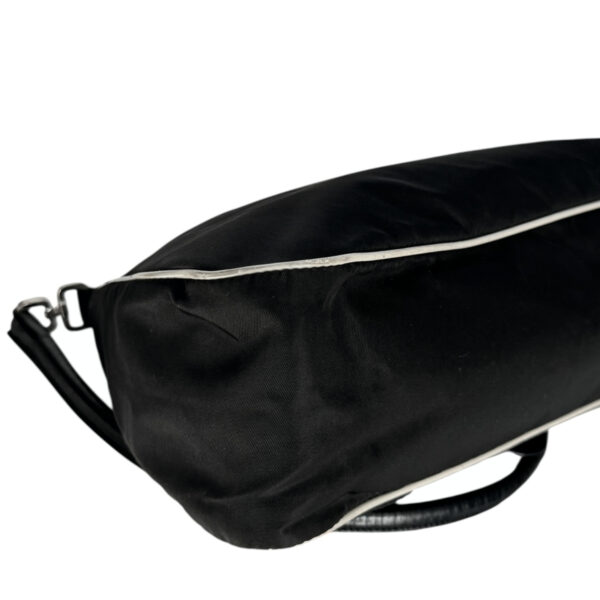 Prada Nylon Flower Shoulder Bag in Black / White - Image 6