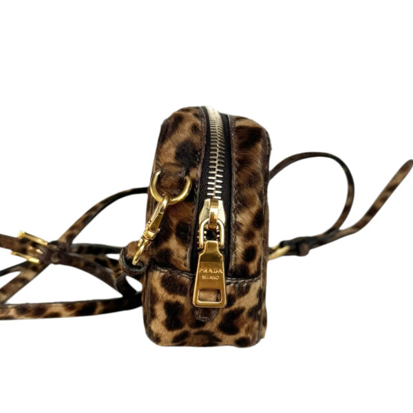 Prada Leopard Print Calfskin Mini Crossbody Bag in Brown / Gold - Image 3