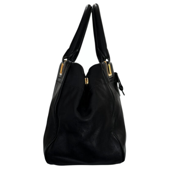 Prada Bow Logo Leather 2-Way Bag in Black / Gold - Image 3
