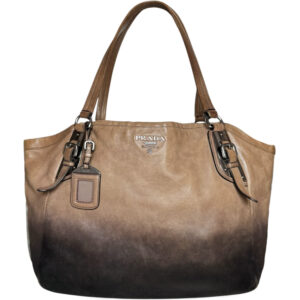 Vintage Prada Ombre Leather Hobo Shoulder Bag in Brown / Gold | NITRYL