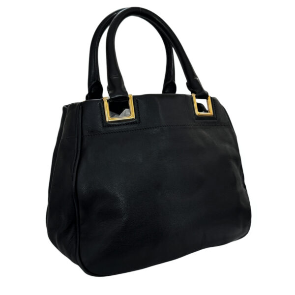 Prada Bow Logo Leather 2-Way Bag in Black / Gold - Image 4