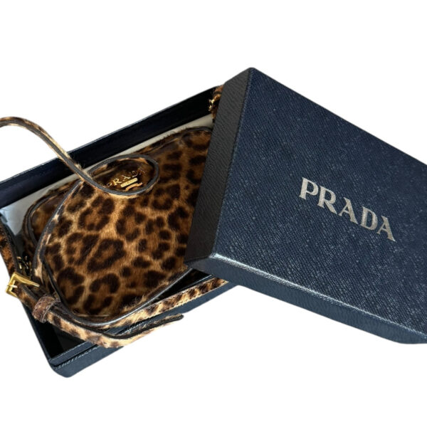 Prada Leopard Print Calfskin Mini Crossbody Bag in Brown / Gold - Image 6