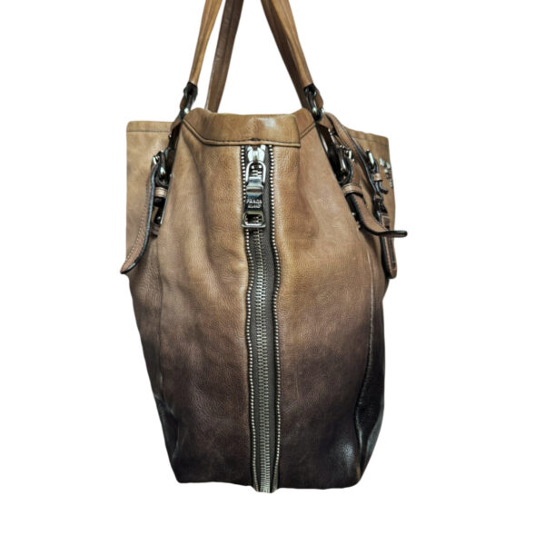 Prada Ombre Leather Hobo Shoulder Bag in Brown / Silver - Image 3