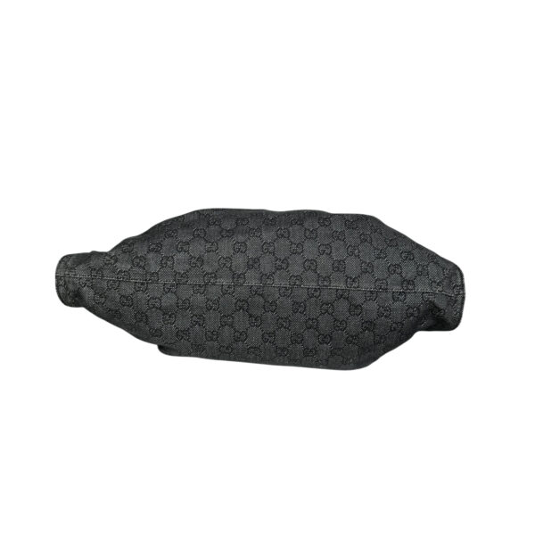 Gucci Monogram Ruched Shoulder Bag in Dark Grey / Black / Gold - Image 5