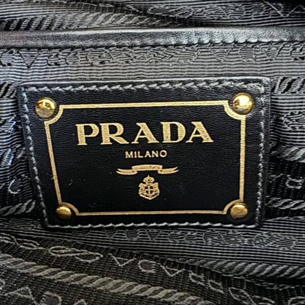 Prada Bow Logo Leather 2-Way Bag in Black / Gold - Image 7
