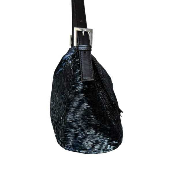 Fendi Beaded Mamma Shoulder Baguette Bag in Metallic Navy / Grey / Silver - Image 3