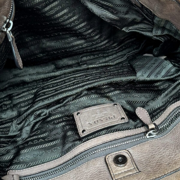Prada Ombre Leather Hobo Shoulder Bag in Brown / Silver - Image 6