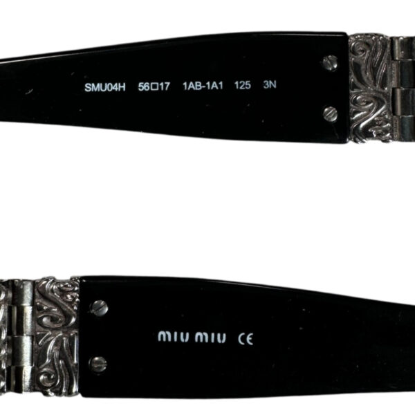 Miu Miu Logo Sunglasses in Black / Silver - Image 3
