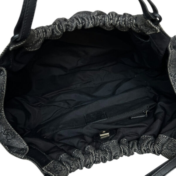 Gucci Monogram Ruched Shoulder Bag in Dark Grey / Black / Gold - Image 6