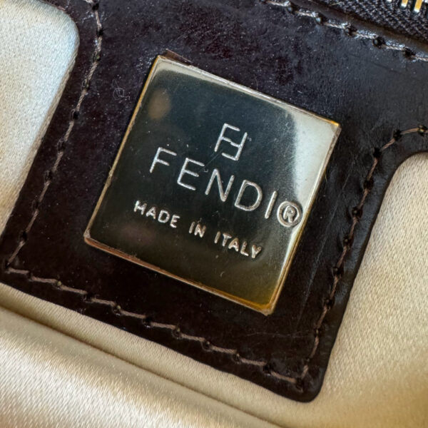 Fendi Cow Print Calfskin Shoulder Baguette Bag in Mustard Yellow / Brown / Silver - Image 9