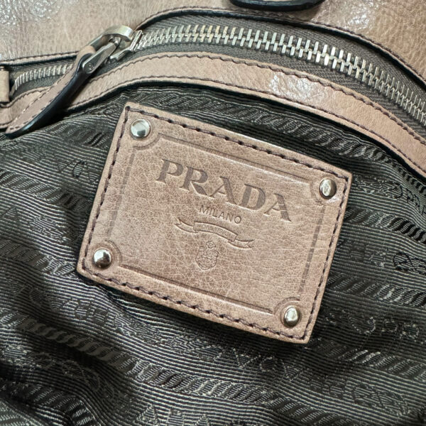 Prada Ombre Leather Hobo Shoulder Bag in Brown / Silver - Image 7