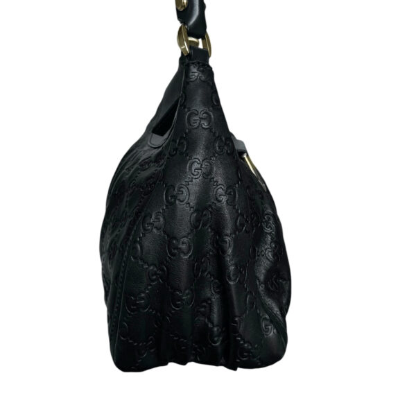 Gucci Monogram Leather D Ring Hobo Shoulder Bag in Black / Gold - Image 3