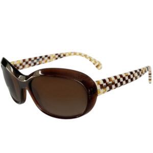 Vintage Miu Miu Logo Checkered Sunglasses in Brown / Beige / Gold | NITRYL
