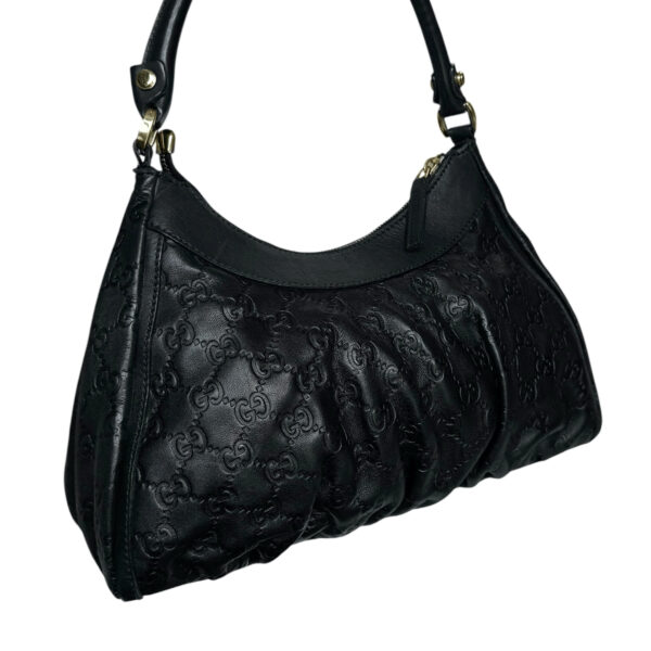 Gucci Monogram Leather D Ring Hobo Shoulder Bag in Black / Gold - Image 4