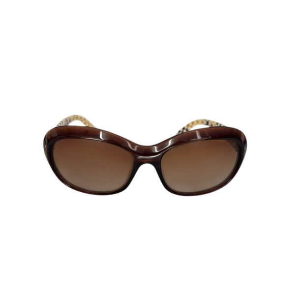 Miu Miu Logo Checkered Sunglasses in Brown / Beige / Gold - Image 2
