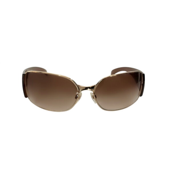 Chanel Logo Wraparound Sunglasses in Brown / Gold - Image 2