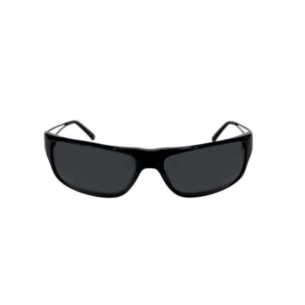 Miu Miu Logo Wraparound Sunglasses in Black / Gunmetal - Image 2