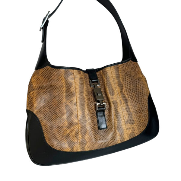 Gucci Python Jackie Shoulder Bag in Brown / Black - Image 2