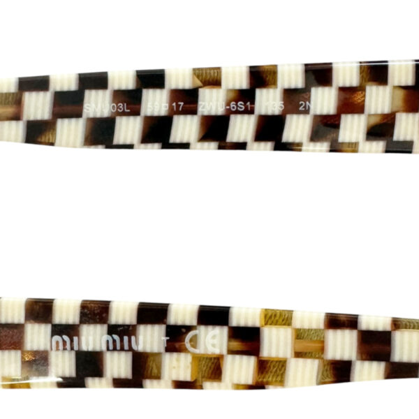 Miu Miu Logo Checkered Sunglasses in Brown / Beige / Gold - Image 3