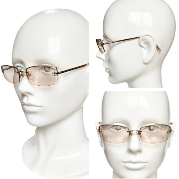 Chanel Diamante Logo Rimless Sunglasses in Gold - Image 4