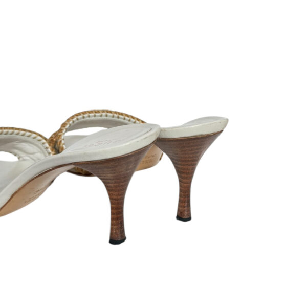 Gucci Monogram Chain Heels in White / Beige / Gold UK 4.5 - Image 3