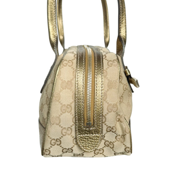 Gucci Monogram Bow Princy Canvas Shoulder Bag in Beige / Gold - Image 3