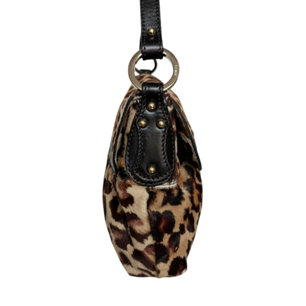 Fendi Leopard Print Calfskin Chef Shoulder Bag in Brown / Black / Gold - Image 3