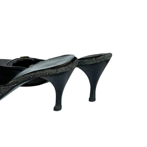 Gucci Monogram Buckle Mule Heels in Grey - Black / Gold UK 4.5 - Image 4