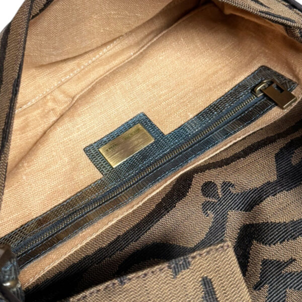 Fendi Zebra Print Decorative Clasp Exotic Detailing Shoulder Baguette Bag in Brown / Iridescent Blue / Gold - Image 6