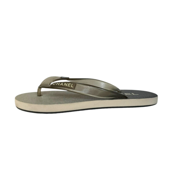 Chanel Rubber Logo Thong Sandal Flip Flops in Grey UK 5 - Image 3