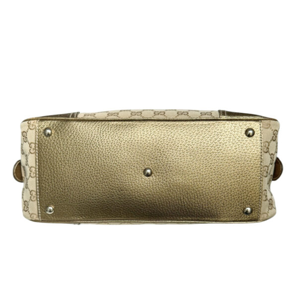 Gucci Monogram Bow Princy Canvas Shoulder Bag in Beige / Gold - Image 5
