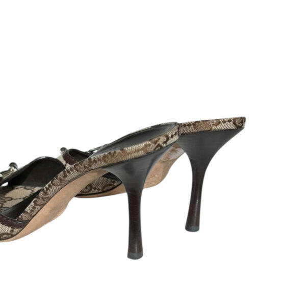 Gucci Monogram Buckle Heels in Beige / Brown / Silver UK 3 - Image 3