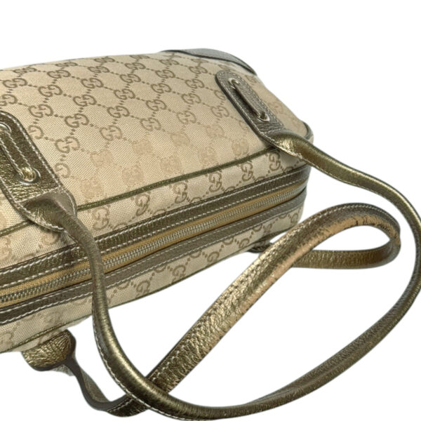 Gucci Monogram Bow Princy Canvas Shoulder Bag in Beige / Gold - Image 6